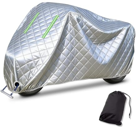 Heavy Duty Motorcycle Cover For Kawasaki Zz-R 1400|Outdoor/Indoor Motorbike Cover with Reflective Strips, Waterproof Heat Resistant Anti-Scratch Windproof Buckles