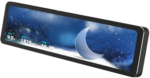 Thermalright Trofeo Vision 11.3 LCD Écran Magnétique, Noir | Écran LCD couleur 11,3 pouces, Résolution 1920 x 400, Facile à installer, Température processeur et carte graphique