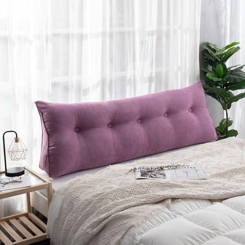 Hruile Großes Lesekissen für Bett, Keil-Lese-Nackenrolle, Kopfteilkissen, Bett-Rückenlehne, Positionierungskissen, Lendenwirbelstützkissen mit abnehmbarem Bezug (120 x 50 x 20 cm, Lila)