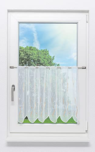 Plauener Spitze Scheibengardine Flammen (Bx H) 211.90cm * 54cm Beige/hellelfenbein