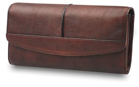 Wallets for Women Large Capacity Genuine Leather Ladies Clutch Wallet Card Organizer (Coffee)