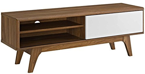 Modway- Envision Mid-Century Moderner 44-Zoll-TV Board, Walnuss Weiß, 34 x 122 x 43 cm