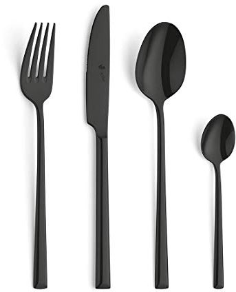 Paul Wirths VIVENDI 4-teiliges Besteck Set für eine Person, hochwertige PVD Veredelung, elegantes 18/10 Edelstahl Besteckset Schwarz, Essbesteck rostfrei, Besteck schwarz spülmaschinenfest