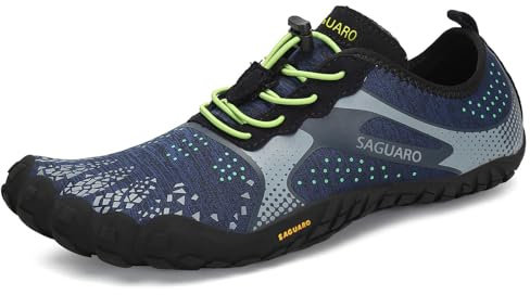 SAGUARO barfotaskor för män och kvinnor, terränglöparskor, träningsskor med mjuk, tjock sula, snabbtorkande badskor, storlek 36-48, blå, 44 EU