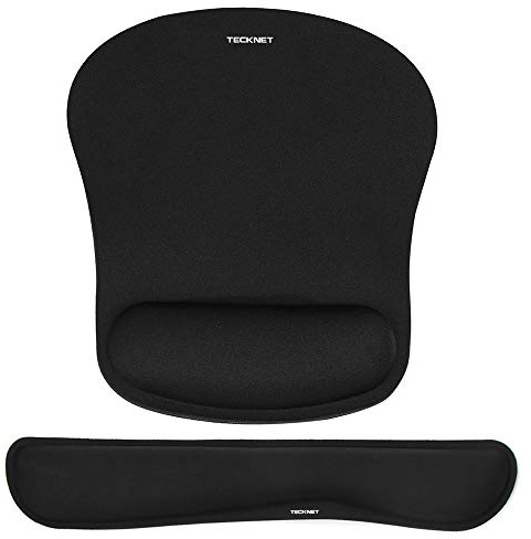 TECKNET Keyboard Wrist Rest and Mouse Pad with Wrist Support, Memory Foam Set for Computer/Laptop/Mac, Lightweight for Easy Typing & Pain Relief Ergonomic Mousepad (Black)