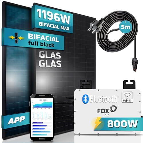 SUNNIVA 920W/800W Solaranlage Balkonkraftwerk Micro Inverter Fox ESS Set Monokristallin genehmigungsfrei Solarpanel Solarmodul Photovoltaikanlage