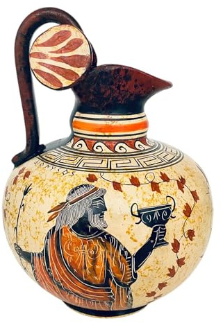 Ancient Greek Jar, Rhodian Oinochoe 20cm,Goddess Athena, God Dionysus