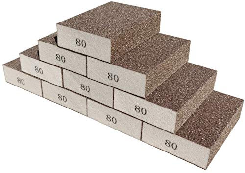 Sackorange Schleifschwamm, Körnung 80, waschbar und wiederverwendbar, ideal für Topfbürste, Pfannenbürste, Schwamm, Bürste, Gläser, Schleifen, Holz, Schleifen, Metall (80er Körnung), 10 Stück