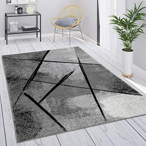 Paco Home Tapis Gris Tapis Salon Tapis Vintage Salon Poils Ras Géométrique Motif Abstrait, Dimension:160x230 cm, Couleur:Gris 2