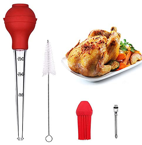 CENRONG Jeringa de Cocina，Jeringa para Alimentos Sabor Carne Aguja Inyector de Adobo Salsa BBQ inyector Pipeta Cocina，para Marinar Carnes Cerdo, Pollo, Pavo