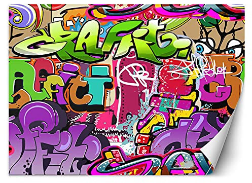 Feeby Carta Da Parati Sulla Fliselina Spray Art Graffiti Murale 254x184 cm multicolore Decorazione Da Muro Include Colla Soggiorno Camera Da Letto Sala Ufficio Arte Di Strada Arte Urbana Città