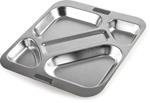 Lacor 66957Z - Bandeja Autoservicio, Bandeja para Comedor, 4 Compartimentos | En acero inoxidable, para hornear, servir y presentar; apilable, ahorra espacio, aporta un acabado cuidado a tu presentación