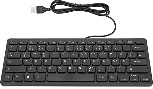 CCYLEZ Ultradünne -Tastatur mit Kabel Russische Tastatur Französische Tastatur Deutsche Tastatur 78-Tasten Zweisprachige Tastatur für PC-Notebook-Computer(Deutsch)