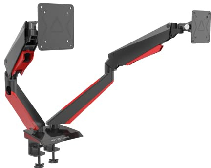 Rockstable Monitorarm für 13-32 Zoll Flat oder Curved Bildschirme, Monitorhalterung Beleuchtet max. 8kg pro Monitor, VESA 75x75/100x100, Schwarz