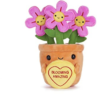 Swizzels Love Hearts 18CM (7-inch) Felicity Flowerpot Blooming Amazing Plush Soft Toy, 38012, Yellow,orange,pink