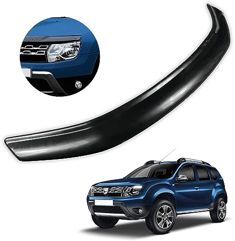 CHROMEMASTER | Auto Zubehör; Steinschlagschutz; Motorhaubenabdeckung Kompatibel mit Dacia Duster 2010-2018 | Schwarzer ABS-Kunststoff | Motorhaubenschutz Deflektor Schützt die Motorhaube vor Steinen