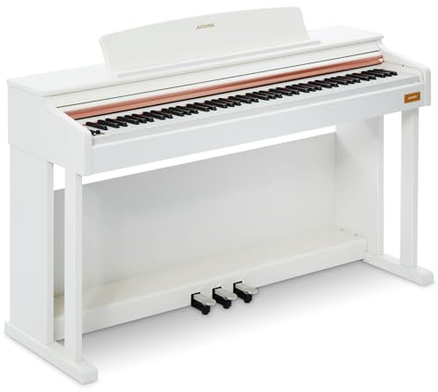 AODSK 88 Key Digital Piano,Weighted Hammer Action Digital Piano with Full-Size Weighted Keys,Triple Pedal,Beginner Bundle with Furniture Stand,Slide Key Cover,Piano Lessons