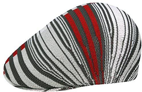 Kangol Digital Stripes 507 Flatcap Schirmmütze Schiebermütze Damen/Herren - mit Schirm Sommer Frühling-Sommer - M (56-57 cm) grau-rot