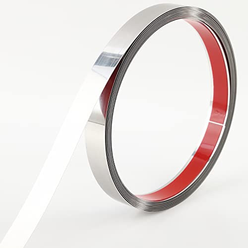 Rifiniture per pareti e modanature per caminetti | Finitura a specchio metallizzata in acciaio inossidabile argento, design a buccia e bastoncino, 5 m x 1 cm