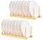 E-ROOM TREND Escurridor de Platos para Cocina 2 Paquetes 8 Compartimentos Madera de Bambú Natural Organizador de Almacenamiento secar Tazas Cocina sartenes Tapas Soporte para Tabla de Cortar (DR1802)