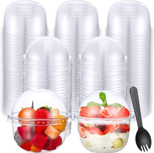 MIVIDE 100 st. Dessertkopp med lock, 250 ml/9 ounce dessertglas plast, dessertkoppar med lock för mousssse, pudding, glass, dessertfest, bröllop