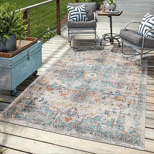 Mia's Teppiche Bliss robuster Outdoor Teppich, modernes Design, Wetterfest & UV-beständig, für Balkon, Terrasse und Wintergarten Aber auch für Küche oder Esszimmer geeignet in Multi Farben, 120 x 170