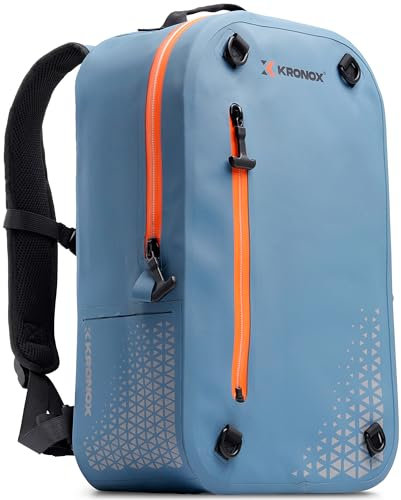 KRONOX Waterproof Backpack for Men - 30L IPX7 Submersible Dry Bag Backpack with Laptop Cover & Airtight Zippers for Boat, Fishing, Kayak & Motorcycle, 3811-0000