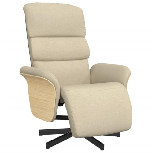 vidaXL Reclinerfåtölj med fotpall gräddvit tyg, liggfåtölj, fåtölj, justerbar fåtölj, liggfåtöljer, fåtöljer, justerbara fåtöljer, lutningsbar fåtölj