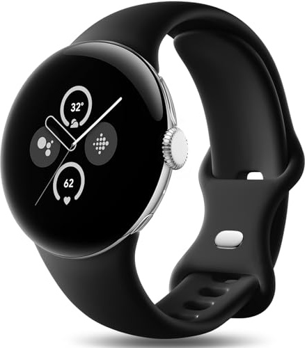 Easuny Armband Kompatibel mit Google Pixel Watch 2/1 Armband/Pixel 3/4 41mm | Verstellbares Weich Silikon Sport Ersatzarmband für Google Pixel Watch 3/4 41mm Armband für Damen Herren, Groß Schwarz