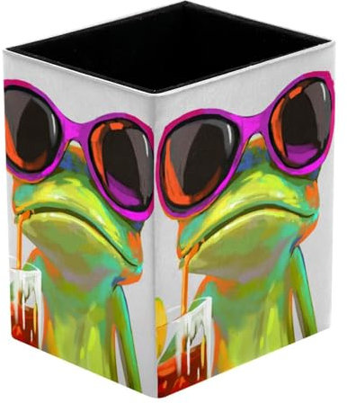 VAPOKF Stiftehalter für den Schreibtisch, lustiger Frosch, Trinksaft, Drucke, Stifthalter, Stiftehalter, Make-up-Pinsel, Aufbewahrung, Schreibtischbedarf, Organizer für Zuhause und Büro