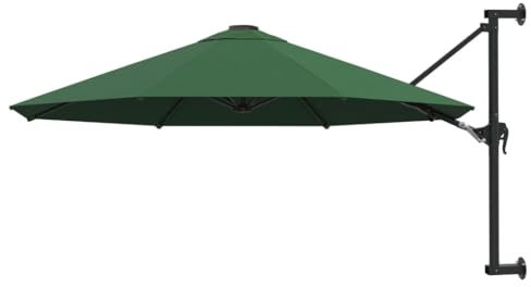 Kangmusi Sonnenschirm zur Wandmontage mit Metall-Mast 300 cm Grün, Grün 44864