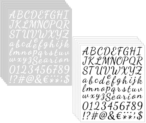 posionks 12 Selbklebende Buchstaben Sticker Selfkleb Alphabet für Adressnummern & Dekoration, Schwarz-Weiß Vinyl
