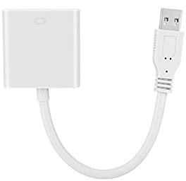 Beufee Adaptador VGA A USB, Adaptador USB A VGA para Monitor, Adaptador De Disco Duro, Adaptador USB 3,0 A VGA Macho A Hembra para Sistema Win 7/8(Blanco)