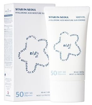 [STAR IN SEOUL] MIBYUL ESENCIA SOLAR HIDRATANTE DE ÁCIDO HIALURÓNICO, SPF50, PA++++, 50 ml, Protector solar vegano coreano que se aplica de manera hidratante y suave.