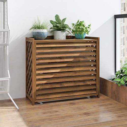 Klimaanlage Abdeckung Balkont Holz Blumenregal Balkon Sichtschutz Holz Sichtschutzzaun Für Wandklimaanlage Klimagerät Splitgerät Pflanzenregal Outdoor Wetterfest Schutzgitter Für Klimaanlagen(120x57x1