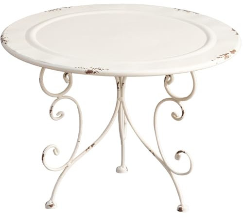 TentHome Blumentopf Hocker Metall Pflanzenständer Rund Pflanzenhocker Shabby Chic Weiß Pflanzenregal Rustikaler Blumenhocker für Blumentöpfe innen & außen Weiß, groß