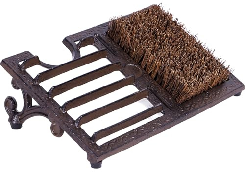 Fudontte Cast Iron Boot Brush Scraper Outdoor, Heavy Duty Boot Scrubber Brush with Angled Design, Vintage Rustic Boot Scrapers with Brushes Outdoor for Outdoor, Porch, Entryway