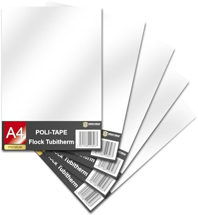 Tubitherm Textilfolie DIN A4 Format Flockfolie 21x29,7cm Plotterfolie für Plotter Stoff Kleidung T-Shirt Bekleidung Bügelfolie Flock Folie (30 Weiß, 5er Set)