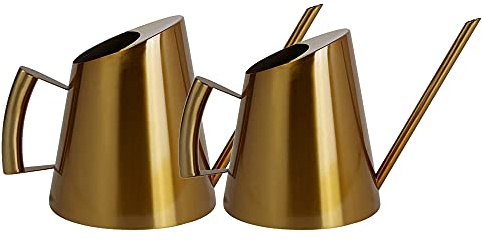 GießKanne Metall Klein BlumengießKanne GartengießKanne Gold Gieskanne Edelstahl Giesskanne Innen/AußEn Langer Mund Wasserkanne ZimmergießKanne Blumenkanne Design Kanne Zimmerpflanzen Tool (900ml)