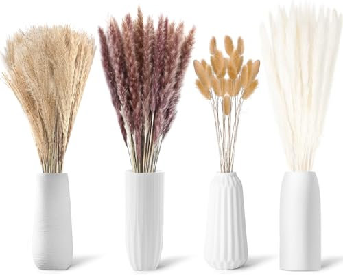 Pampasgras Dekoration, 65 Stück Natürliche Trockenblumen, Pampas-Floral, getrocknetem Schilfgras, Natürliche, getrocknete Pampasgras-Bouquets für Boho-Hochzeits- und Heimdekorationen
