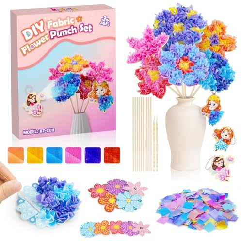 Kiztoys Bastelset für Mädchen 8-10Jahr, Blumen Bastelkoffer mit Pailletten, Kreativ Set für Geburtstag Geschenk 3-12 Jahre