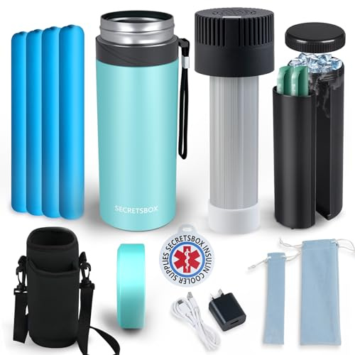 USB Frigo per Insulina da Viaggio 2-8℃, Mini Frigorifero per Medicinali | Portatile Borse per Diabetici Approvate dalla TSA, con 4 Ghiaccio Biogel (Verde Lime)