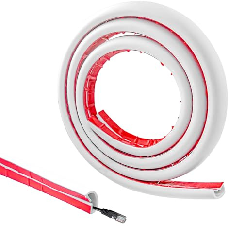 Hevysuo 1 Rolls Canaleta Cables 1 Metro,Canaleta Cables Pared Adhesivo PVC,16mm x 10mm Canal de Cable Flexible para Decoración de Pisos,Junta,Bordes de Pared,Blanco