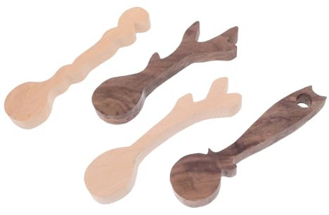 SEWACC 4stücke Schnitzholzrohlinge Zum Basteln Unvollendete Holzlöffel Für Diy-projekte Weiche Holzrohlinge Zum Schnitzen Für Anfänger Und Heimwerker