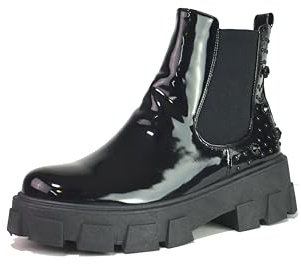 Air Foot Ladies Black Boots Chelsea Ankle Platform Zip Up Chunky Heel Slip On Comfort Lightweight Outdoor Shoes UK Sizes 3-8