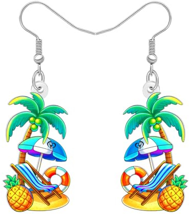 RAIDIN Boucles d'oreilles Pendantes en Acrylique Mignon Hawaiian Island Style Cadeau pour Femmes Filles Floral Tropical Cocotier Bijoux d'été pour Plage Vacances Fête Charms (Jaune)