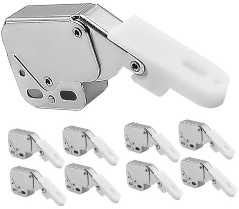 DIYEAH Lot de 8 Verrous Automatiques de Porte D'armoire en Acier, Loquets à Pression Invisibles pour Placards et Meubles, Serrure à Ressort Auto-bloquante, Usage Intérieur la Cuisine et Chambre