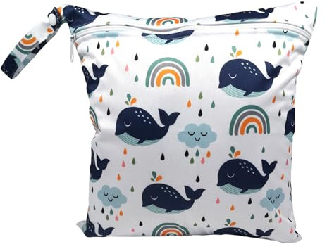 KIRVOS Sacs à Couches Lavables, 1 Pièces Sacs Étanches à Couches Réutilisables,Sac à Couches Zippé pour Bébé, pour Les Couches de Bébé, Les Voyages et la Plag