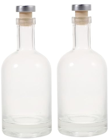 ULTECHNOVO Botella De Vidrio De Vodka y Licor 750 Ml Fondo Antideslizante, Vidrio Transparente Espesado, Fácil De Limpiar, Para Bar y Hogar, Pack De 2 Unidades