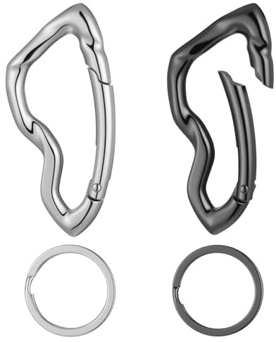 2 Stück Karabiner Schlüsselanhänger Cooler Unregelmäßiger Y2k Schlüssel Karabiner Titan Carabiner Gothic Schnellverschluss Mit Schlüsselring Karabinerhaken Für Unisex Camping Wandern